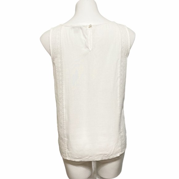 Mavi Medium Sleeveless Scoop Neck White Lace Tank Top - Picture 6 of 7